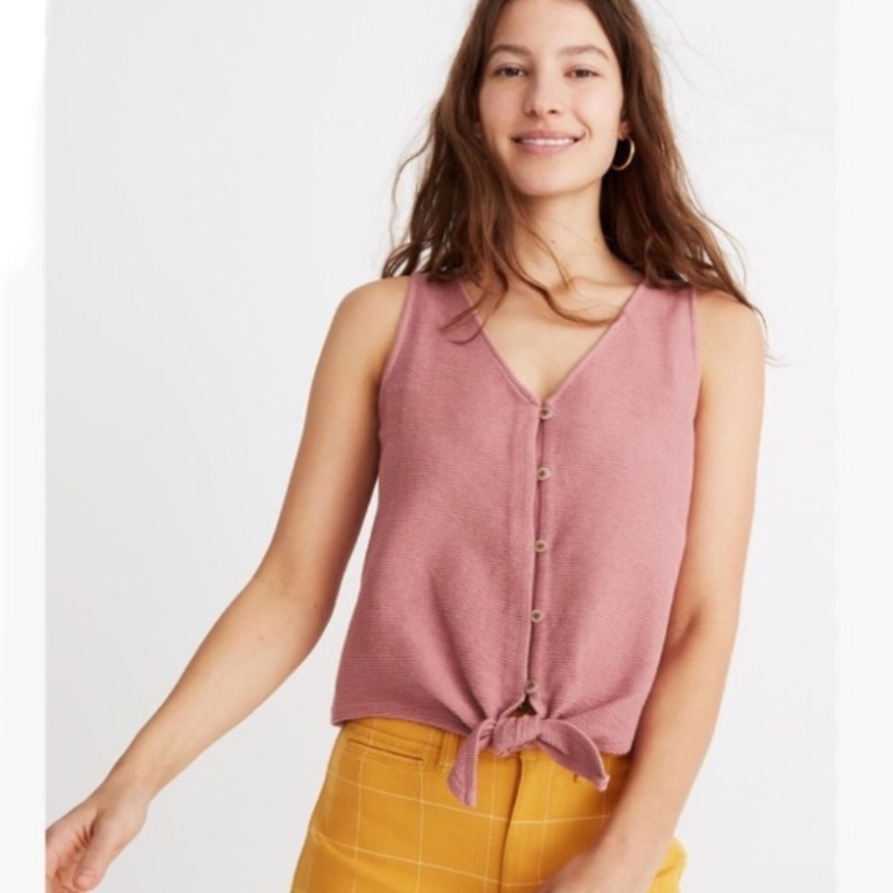 Texture& Thread Madewell Button Knot Sleeveless Crop Top XS